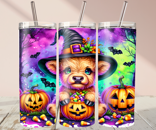 Halloween Highland Cow Colorful Candy