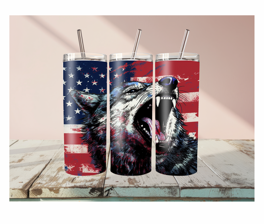 Wolf American Flag