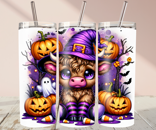 Halloween Highland Cow Purple and White